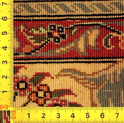 Knot density seen on the back of a rug.